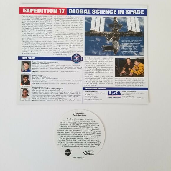 ISS 17 Expedition 17 NASA Photo/Poster & Expedition 17 Patch With‎ Detailed Info - Picture 2 of 3